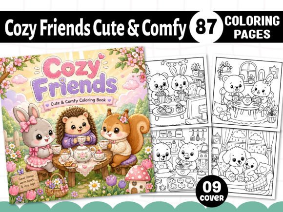 Download Cozy Friends Cute &amp; Comfy Coloring Pages - Coloring Collection