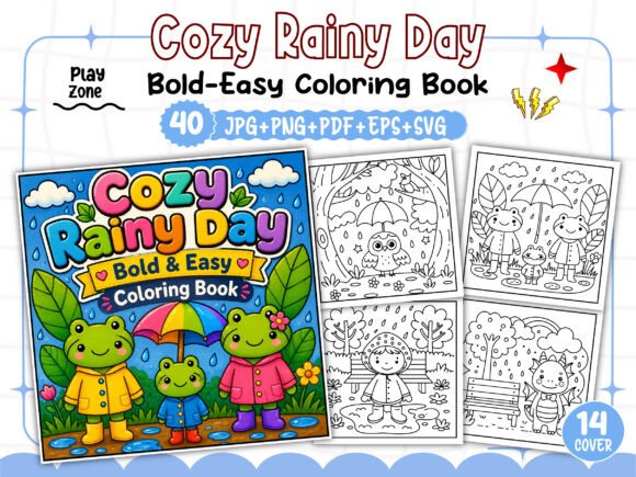 Download Bold Easy Cozy Rainy Day Coloring Book - Coloring Collection