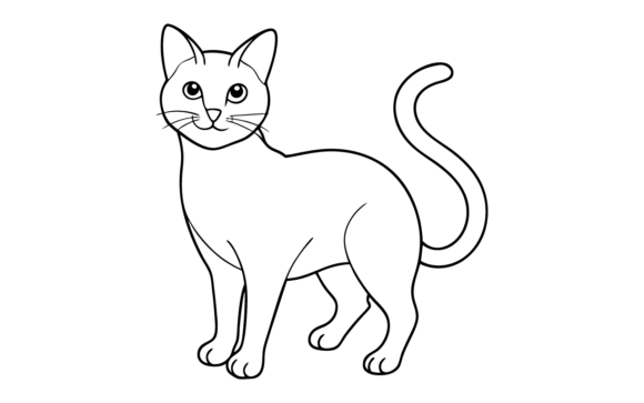 Download Cute Cat Line Art Drawing Coloring Page - Coloring Collection