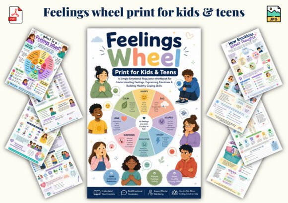 Download Feelings Wheel Print for Kids &amp; Teens - Print Collection