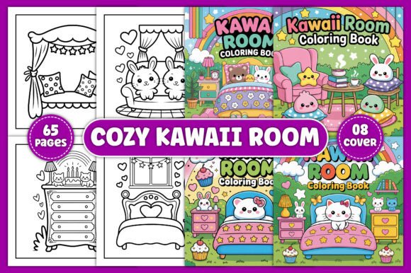 Download Bold Easy Cozy Kawaii Room Coloring Book - Coloring Collection