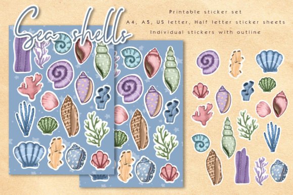 Download Sea Shell Printable Sticker Sheet - Print Collection