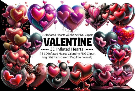 Download 3D Inflated Hearts Valentine PNG Bundle - Valentine png bundle Collection