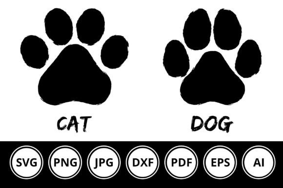 Download Cat Dog Paw Print in Brush Stroke Style - Print Collection