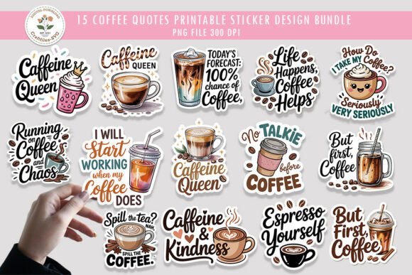 Download Coffee Quotes Printable Sticker Bundle - Print Collection